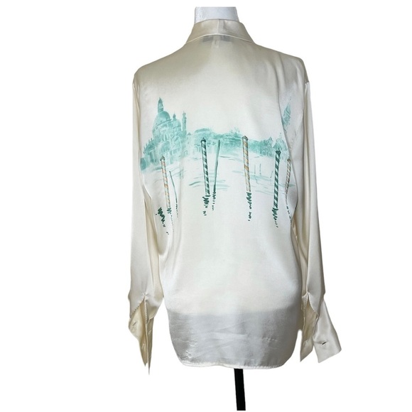 YARELL Vintage Cream Satin Button Up Shirt US 8 - Picture 2 of 8